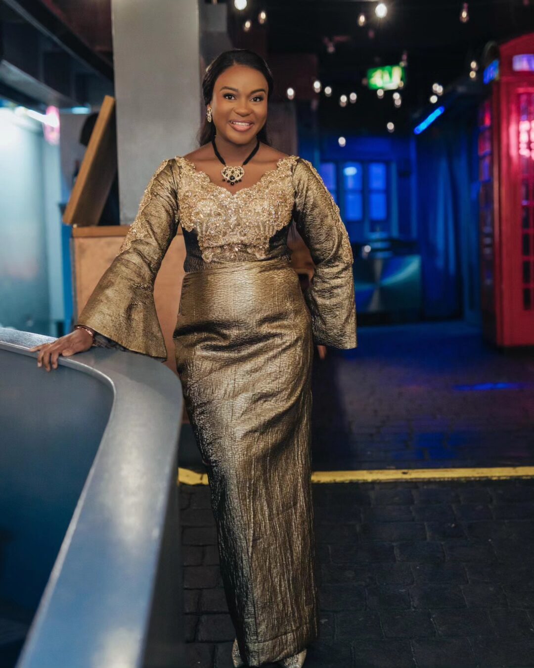 Golden Glamour: Embellished Formal Gown for Elegant Evenings